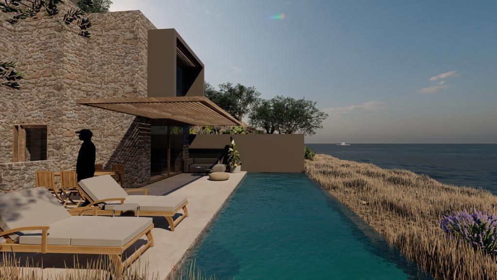 3D render of pergola and seaside pool